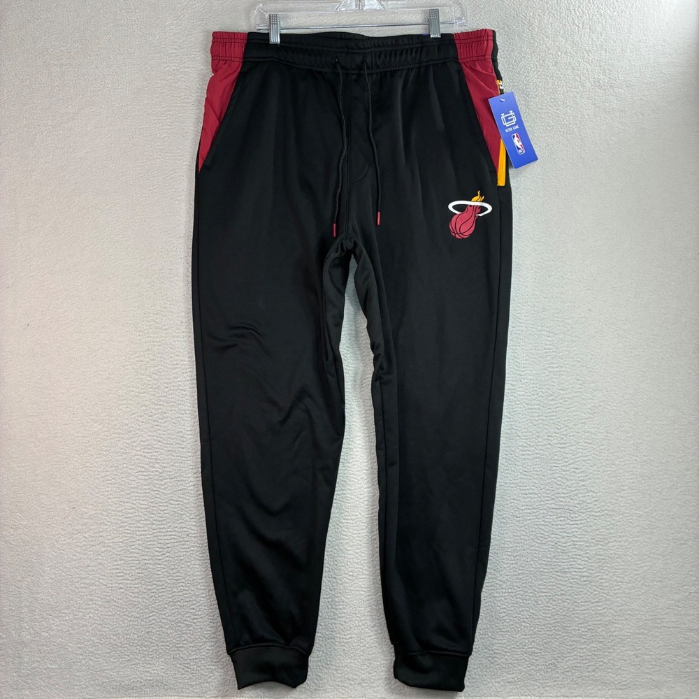 Miami Heat Joggers Men XL Black Red Ultra Game Comfort Fleece Drawstring NWT